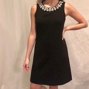 WHBM Black Sleeveless Dress with Faux Pearl Collar